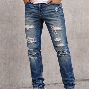 Crysp Denim Distressed Skinny Jeans Size 38 Blue Stretch